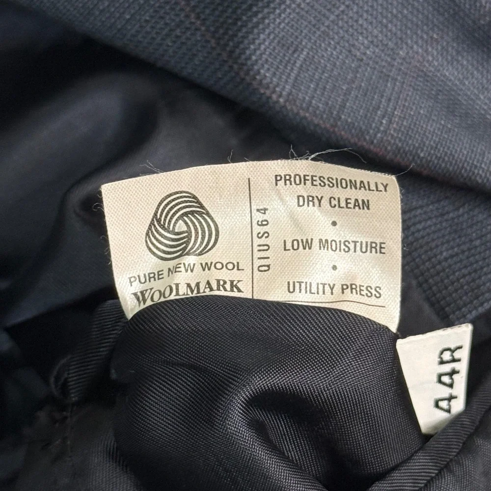 Hart Schaffner Marx Dillard's Mens 44R‎ Blazer Pure New Wool Glen Plaid Charcoal